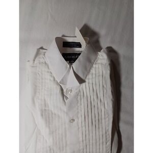 Adolfo Mens White Pleated Tuxedo Shirt Dress Formal Wedding Event Size 16 1/2